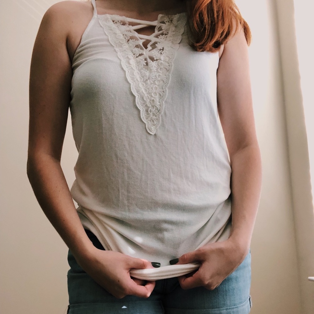 Extra Long Ivory Lace Cami
